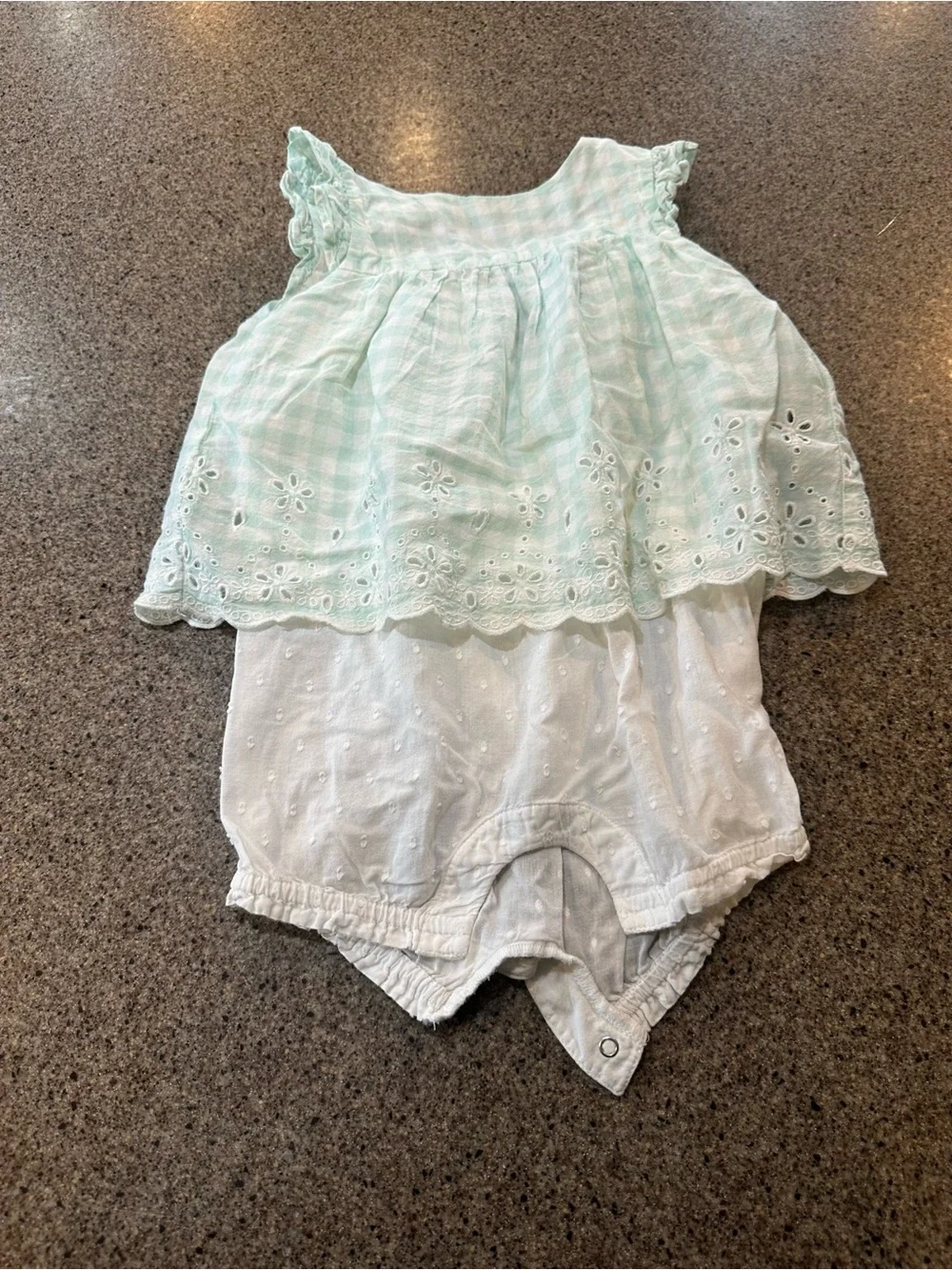 GAP Mint Green Gingham Eyelet Romper